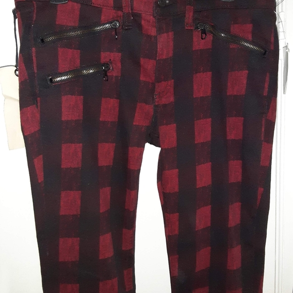 rag & bone Red and Black Plaid Pants size 30 (34" Waist) - Picture 4 of 10